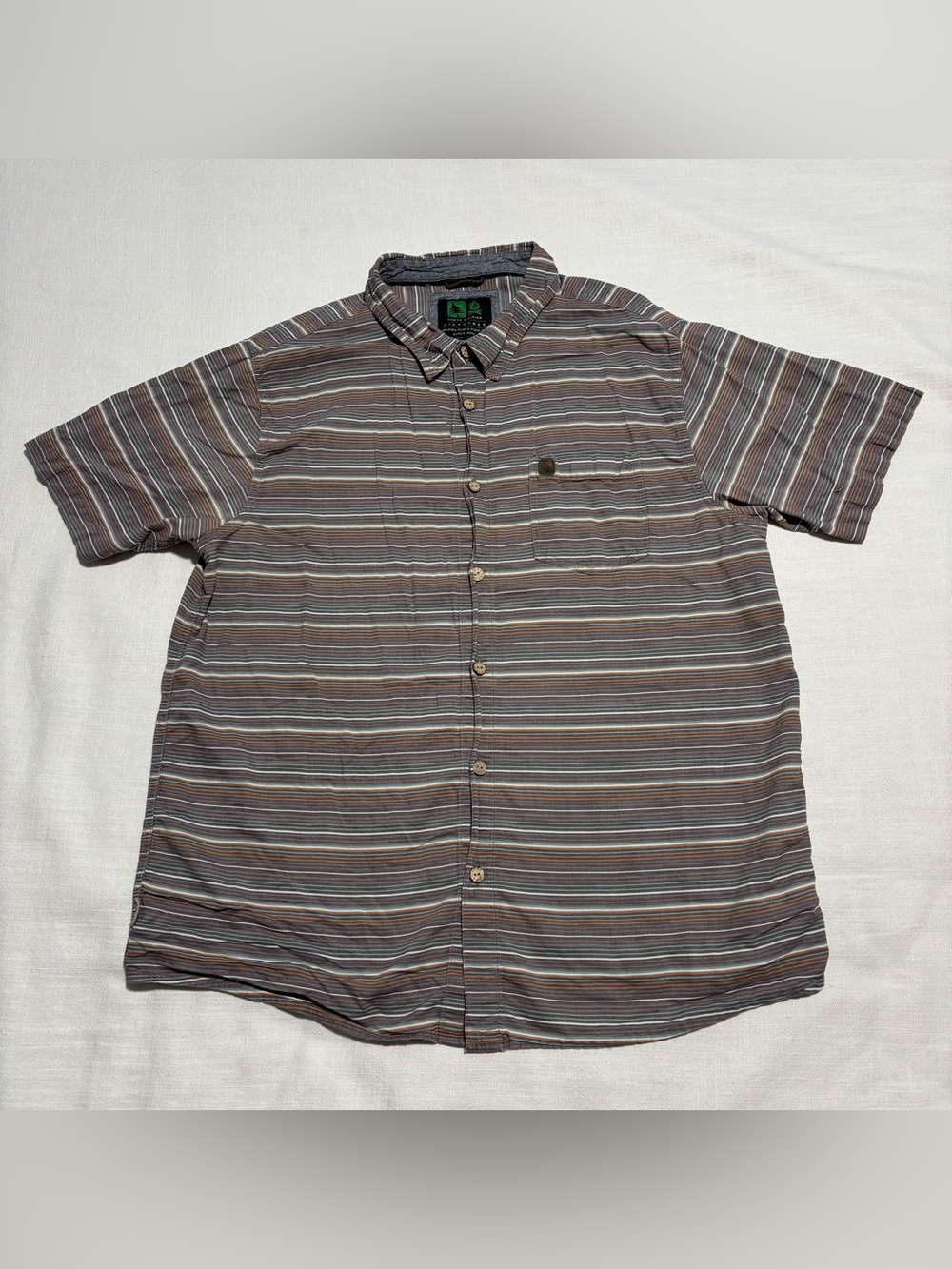 Men’s Hippytree Montauk Woven Short Sleeve Button Down Shirt | Brown | Large